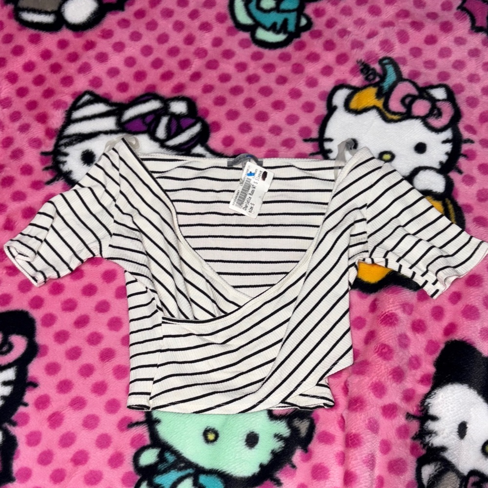 Charlotte Russe Striped Black and White Crop Top